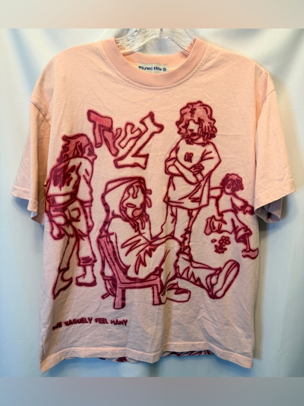 Aelfric Eden Women’s Size XS Oversized Graphic T-Shirt Pink We Vaguely Feel Many